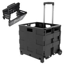 Carrinho Multiuso Compras Com Rodinhas Dobravel Preto 25kg