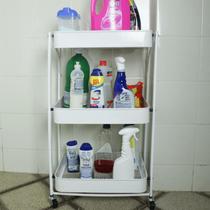 Carrinho Multiuso Dobrável 3 Prateleiras Branco 47x77cm