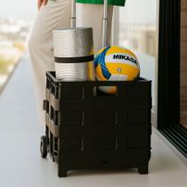 Carrinho Multiuso Dobrável Portátil Preto com Alça Vira Maleta