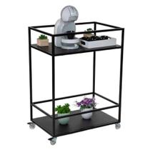 Carrinho Multiuso Estilo Industrial Com Prateleiras Em Mdf Preto Carrinho Multiuso Estilo Industrial Com Prateleiras Em Mdf Preto
