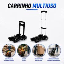 Carrinho Multiuso IDEA, Leve e Fácil de Transportar, Estrutura Durável, Dobrável, Capacidade de Carga até 40Kg, Compacto, Prático, Alça Ajustável