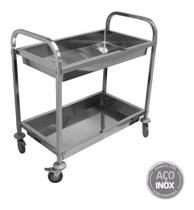 Carrinho Multiuso Inox Hotel Restaurante Hospital 90cmx50cm