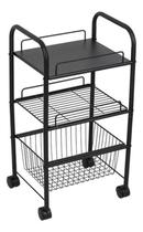 Carrinho Multiuso Organizador 75X32X41Cm Com Rodas Aço Black