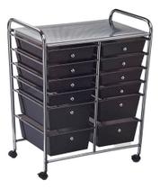 Carrinho Multiuso Organizador Inox 12 Gavetas - 80x64x40cm