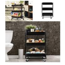 Carrinho multiuso organizadora 3 prateleiras em aço preta quarto sala brinquedos salao manicure varanda Carrinho multiuso organizadora 3 prateleiras em aço preta quarto sala brinquedos salao manicure varanda