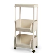 Carrinho Multiuso Prático 3 Prateleiras em Plástico com Rodízio - Creme