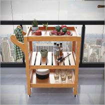 Carrinho Multiuso Server C Rodízios Madeira Natural