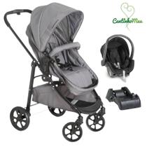 Carrinho olympus new gray (cinza) + bebe conforto + base - galzerano