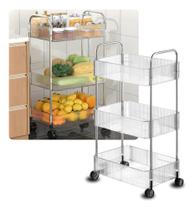 Carrinho Organizador 3 Andares Com Rodinhas Plástico Multius