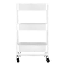 Carrinho Organizador 3 Prateleiras Multiuso Branco c/ Rodas
