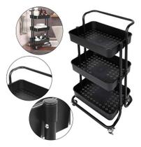 Carrinho Organizador 3 Prateleiras Preto