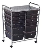 Carrinho Organizador 80x64x40cm Inox Multiuso 12 Gavetas