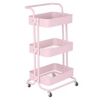 Carrinho organizador Berlim de 3 prateleiras para cozinha com rodízios - Rosa antigo Carrinho organizador Berlim de 3 prateleiras para cozinha com rodízios - Rosa antigo