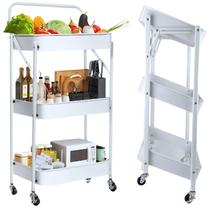 Carrinho Organizador Branco Com 3 Prateleiras Dobravel Auxiliar Manicure Cabelereiro Quarto Cozinha Carrinho Organizador Branco Com 3 Prateleiras Dobravel Auxiliar Manicure Cabelereiro Quarto Cozinha
