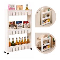 Carrinho Organizador C/ Rodinhas Multiuso 3 Cestos Cozinha Branco Carrinho Organizador C/ Rodinhas Multiuso 3 Cestos Cozinha Branco