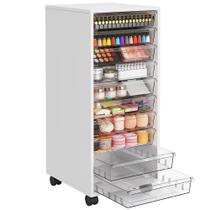 Carrinho organizador com gavetas WOPITUES, 10 gavetas transparentes, branco Carrinho organizador com gavetas WOPITUES, 10 gavetas transparentes, branco
