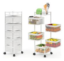 Carrinho Organizador Cozinha Quadrado 5 Níveis Dobrável Roda Carrinho Organizador Cozinha Quadrado 5 Níveis Dobrável Roda