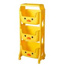 Carrinho Organizador de Brinquedos Suplayer DuckFun Três Prateleiras Colorido Modelo Pato Amarelo