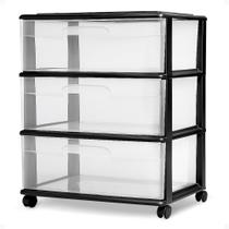 Carrinho Organizador de Plástico Transparente HOMZ com 3 Gavetas Carrinho Organizador de Plástico Transparente HOMZ com 3 Gavetas