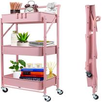 Carrinho Organizador Dobrável Multiuso com Rodas: Aço Reforçado para sua Casa