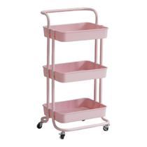 Carrinho organizador multi-uso 3 prateleiras rosa -baccani