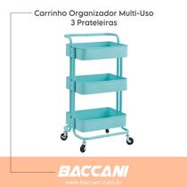 Carrinho organizador multi-uso 3 prateleiras verde -baccani Carrinho organizador multi-uso 3 prateleiras verde -baccani