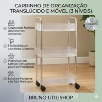 Carrinho organizador multiuso 3 andares acrílico com rodinhas - NoBrand Carrinho organizador multiuso 3 andares acrílico com rodinhas - NoBrand