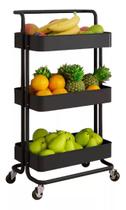 Carrinho Organizador Multiuso 3 Prateleiras Bm-f1120 Preto