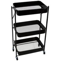 Carrinho Organizador Multiuso 3 Prateleiras com Rodízios Brooklyn Cazza Preto Carrinho Organizador Multiuso 3 Prateleiras com Rodízios Brooklyn Cazza Preto