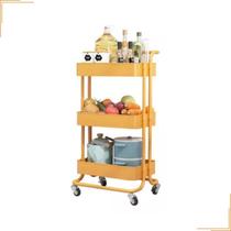 Carrinho Organizador Multiuso 3 Prateleiras Fruteira Rodinha Salão Manicure Oficina Cor Amarelo