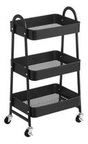 Carrinho Organizador Multiuso 3 Prateleiras Metal Preto Carrinho Organizador Multiuso 3 Prateleiras Metal Preto