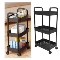 Carrinho Organizador Multiuso 3 Prateleiras Preto Premium