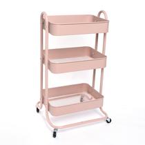Carrinho Organizador Multiuso 3 Prateleiras Rosa Berlim