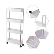 Carrinho Organizador Multiuso 4 Prateleiras Branco Com Rodas Carrinho Organizador Multiuso 4 Prateleiras Branco Com Rodas