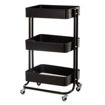 Carrinho Organizador Multiuso ANM6077 Anima Office 3 Cestos Fixos Aço Preto Carrinho Organizador Multiuso ANM6077 Anima Office 3 Cestos Fixos Aço Preto