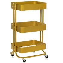 Carrinho Organizador Multiuso ANM6077 Anima Office 3 Cestos Fixos em Aço Gold Carrinho Organizador Multiuso ANM6077 Anima Office 3 Cestos Fixos em Aço Gold