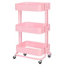 Carrinho Organizador Multiuso ANM6077 Anima Office 3 Cestos Fixos em Aço Rosa Carrinho Organizador Multiuso ANM6077 Anima Office 3 Cestos Fixos em Aço Rosa