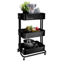 Carrinho Organizador Multiuso Artiko Tok 3 Prateleiras Aço Com Rodinhas