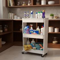 Carrinho Organizador Multiuso com 3 Prateleiras e Rodas Plug Lar Branco