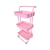 Carrinho Organizador Multiuso com 3Prateleiras - Rosa