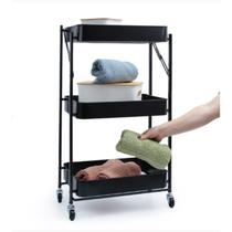 Carrinho Organizador Multiuso Dobrável de Ferro com Rodinhas