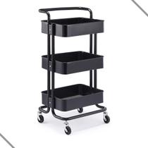 Carrinho Organizador Multiuso Em Aço Com 3 Prateleiras
