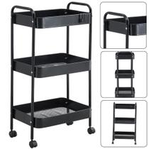 Carrinho Organizador Multiuso Gala Prateleiras Rodinha Preto Carrinho Organizador Multiuso Gala Prateleiras Rodinha Preto