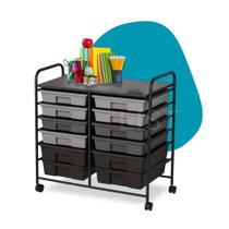 Carrinho Organizador Multiuso Gaveteiro 12 Gavetas Em Aço Com Alça