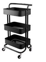 Carrinho Organizador Multiuso Laterais Aço - 3 Prateleiras - CAR4383P Carrinho Organizador Multiuso Laterais Aço - 3 Prateleiras - CAR4383P