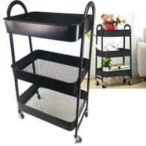 Carrinho Organizador Multiuso Rack 3 Andares Porta Volumes Prateleira Rodas Rodinhas Casa Cabelo Maquiagem Cozinha Banheiro Quarto Organizaçao - Braslu