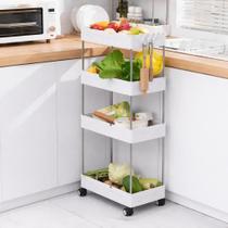Carrinho Organizador Prateleira 4 Andares com Rodinhas - Branco