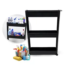 Carrinho Organizador Preto com Rodas - Design Moderno e Funcional para Qualquer Espaço