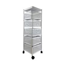 Carrinho Organizador Quadrado 5 Andares Giratório 360 Multiuso Ferro 3KAM Cor:Branco Carrinho Organizador Quadrado 5 Andares Giratório 360 Multiuso Ferro 3KAM Cor:Branco