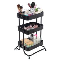 Carrinho Organizador Salão 3 Andares Aço Rodinha Portátil Carrinho Organizador Salão 3 Andares Aço Rodinha Portátil
